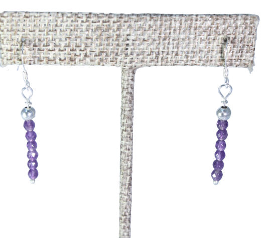 Elegant Purple Amethyst Drop Earrings - February Birthstone