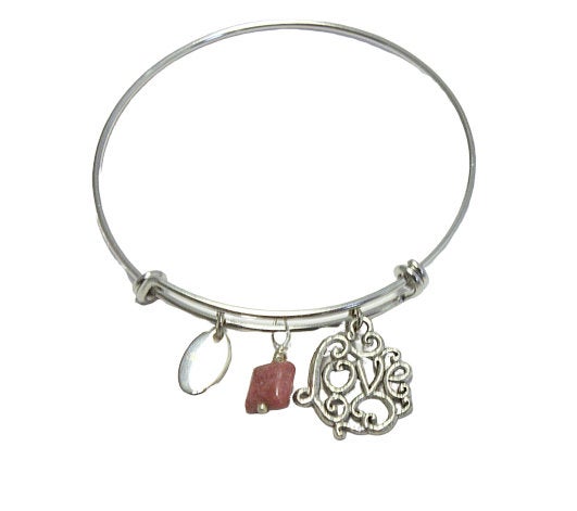 Love Charm Bracelet Bangle or Leather Cord