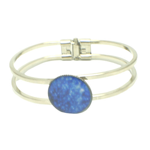 Versatile Silver Cuff Bracelet with Blue Glass Accent