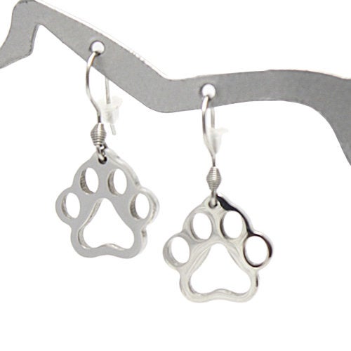 Silver Pawprint Charm Earrings