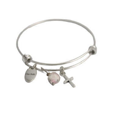 Dainty Child's Cross Bangle Bracelet: First Communion & Confirmation Gift