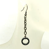 Black Hematite Dangle Hoop Earrings