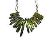 Green Gold Electroplated Agate Necklace