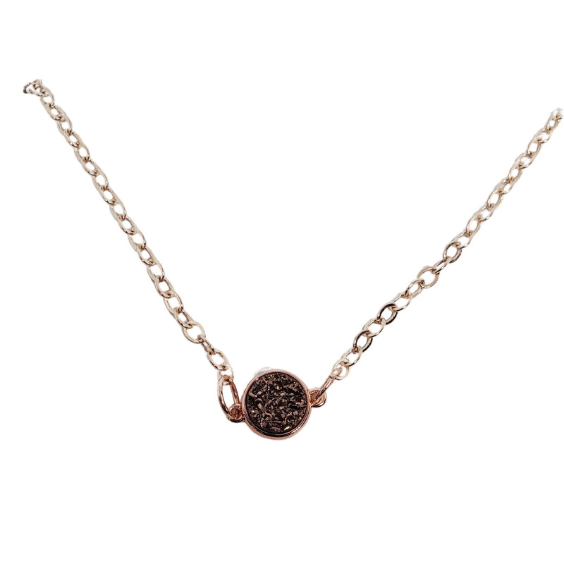Rose Gold Delicate Druzy Necklace Simple Pendant Necklace For Women
