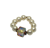Pearl and Crystal Stretch Rings in Assorted Color Choices
