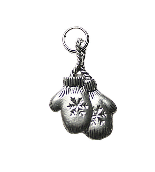 Silver Mittens Pewter Charm