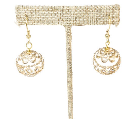 Elegant Gold Round Drop Wedding Bridesmaid Earrings