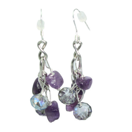 Gemstone Cluster Drop Earrings