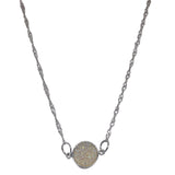 Silver Dainty Geode Druzy Necklace For Women