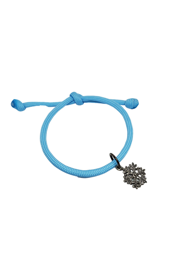 Glow in the Dark Cord  Charm Bracelet - Cord Bracelet -Snowflake Charm - Blue Glow Charm Bracelet - Gift -Child Bracelet