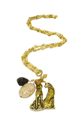 Long Gemstone Cheetah Necklace