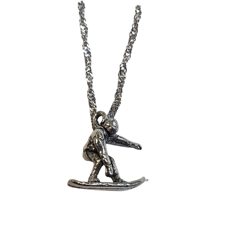 Snowboarder Pewter Charm Necklace