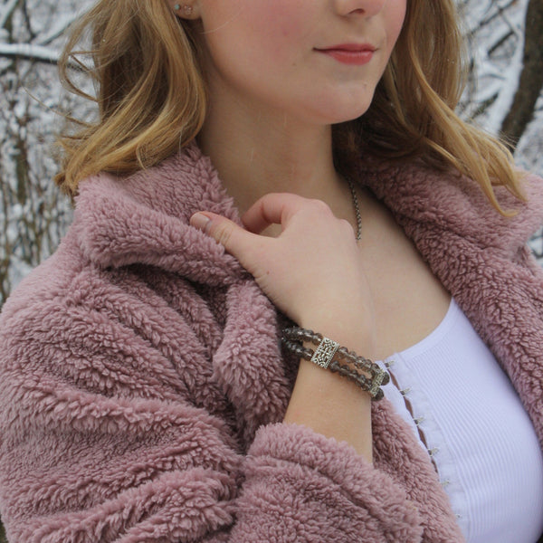 Gray Crystal Multi-strand Bracelet