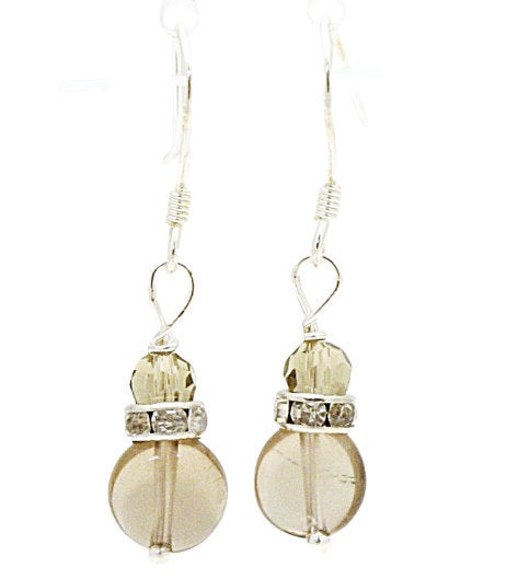 Gray Smoky Quartz Gemstone Drop Earrings