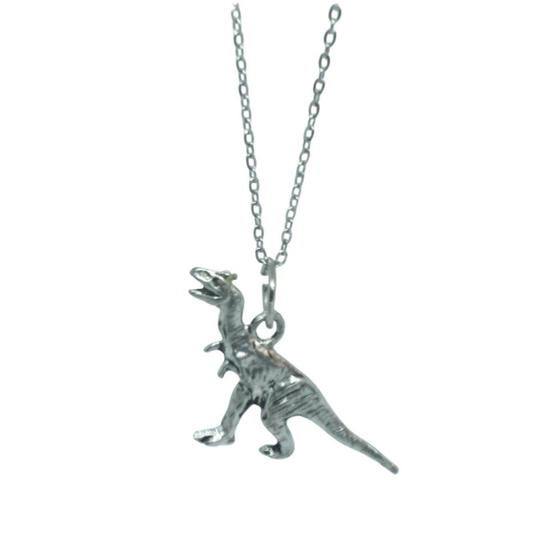 Silver T-rex Dinosaur Pendant Charm Necklace
