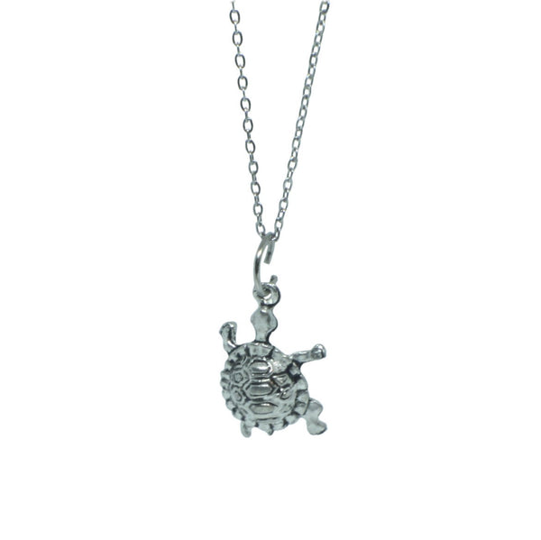 Silver Turtle Lover Pendant Charm Necklace