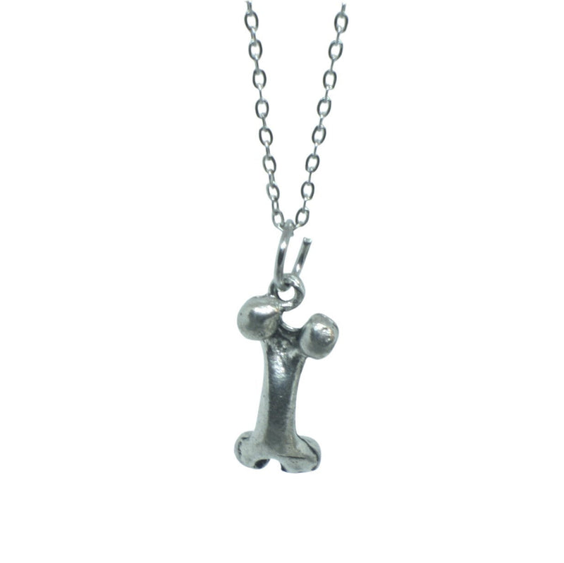 Silver Dog Bone Pendant Charm Necklace