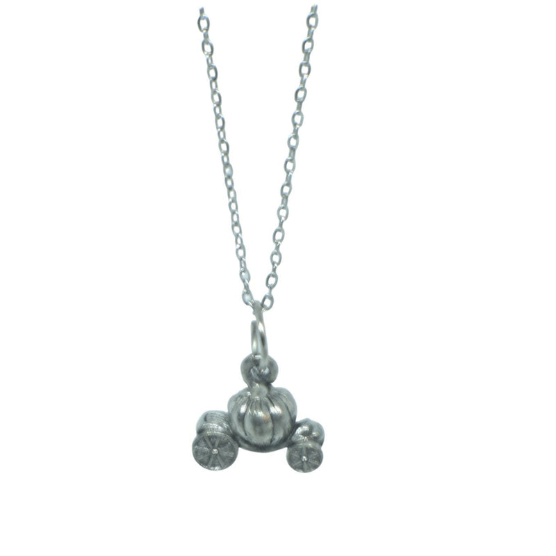 Silver Cinderella Carriage Pendant Charm Necklace