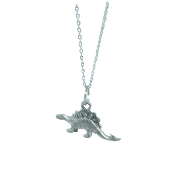 Silver Stegosaurus Pendant Charm Necklace