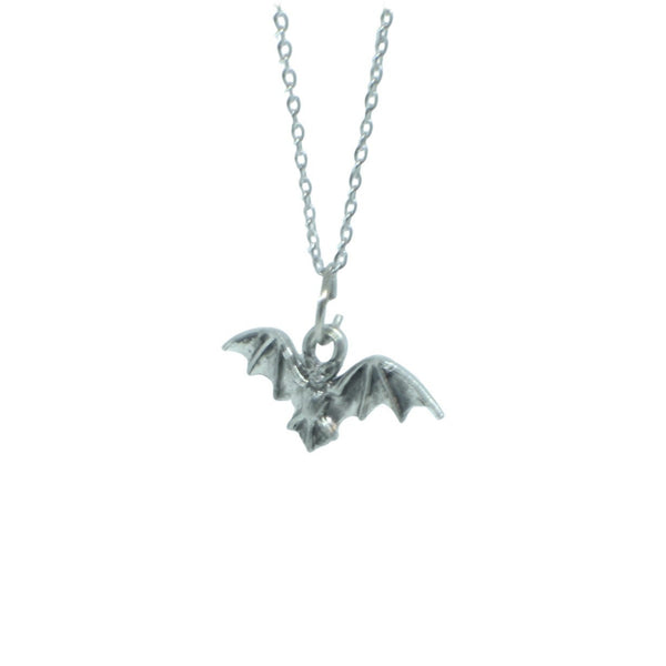 Silver Bat Pendant Charm Necklace