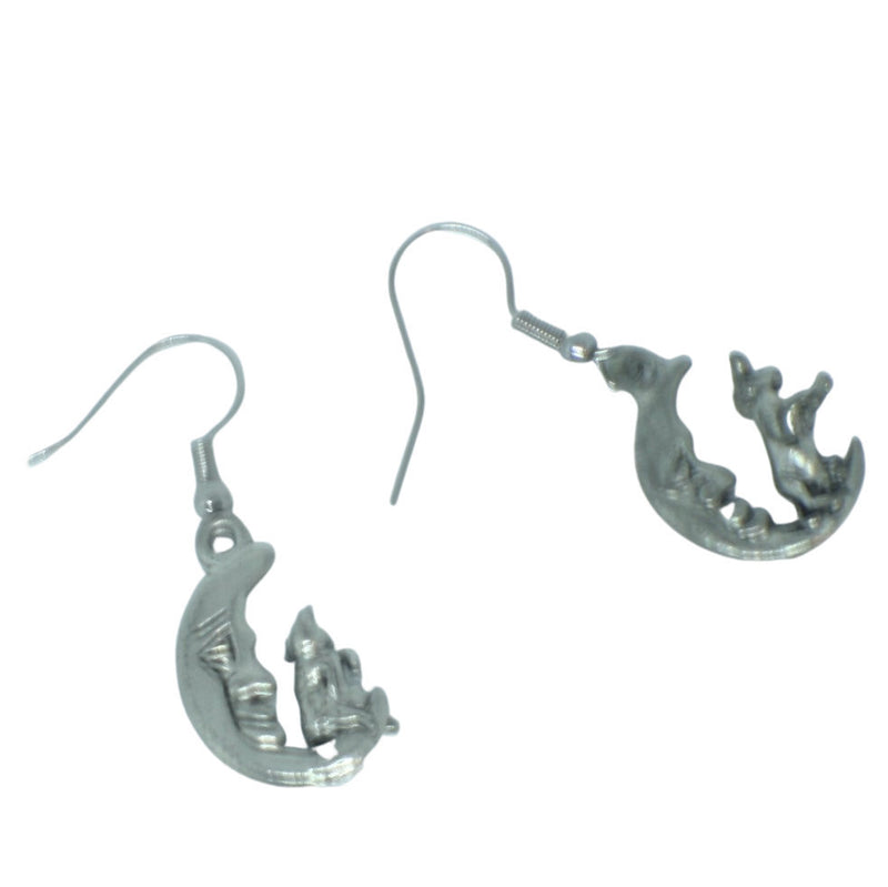 Silver Cow Jumping Over Moon Charm Earrings: A Quirky and Unique Gift for Any Occasion