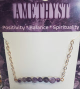 February Birthstone Amethyst Minimal Bar Necklace