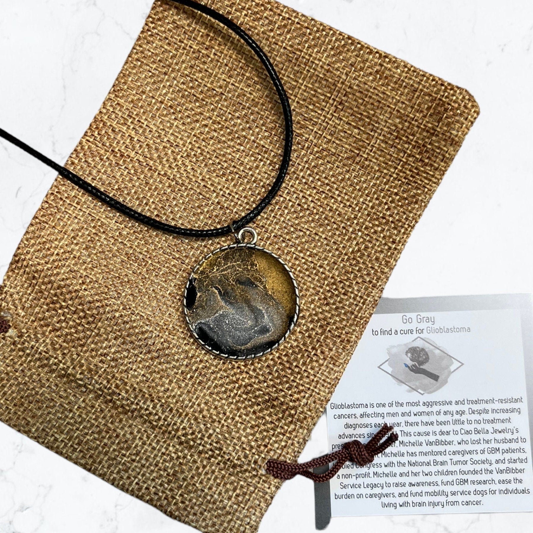 Awareness Necklace - Brain Cancer Necklace - Brain Cancer Awareness - Charity Necklace - Go Gray Necklace -Glioblastoma - GBM Awareness