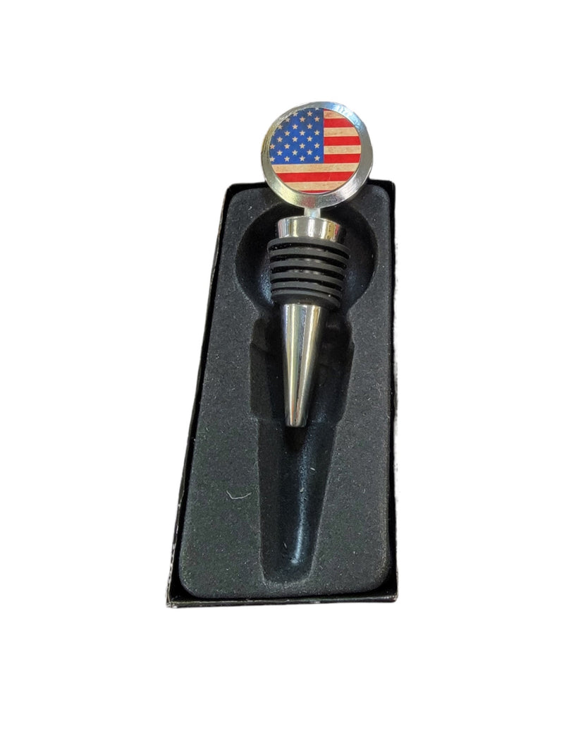 Wine Stopper Gift - American Flag - Patriotic Gift For Him Her - Flag Gift For Him Her - Wine Bottle Stopper - Personalized Wine Gift