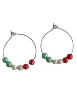 Italy Earrings - Italian Pearl Earrings - Italian Flag Earrings - Italy Jewelry - Gift For Italian Women - Italian World Cup - Italian Hoops