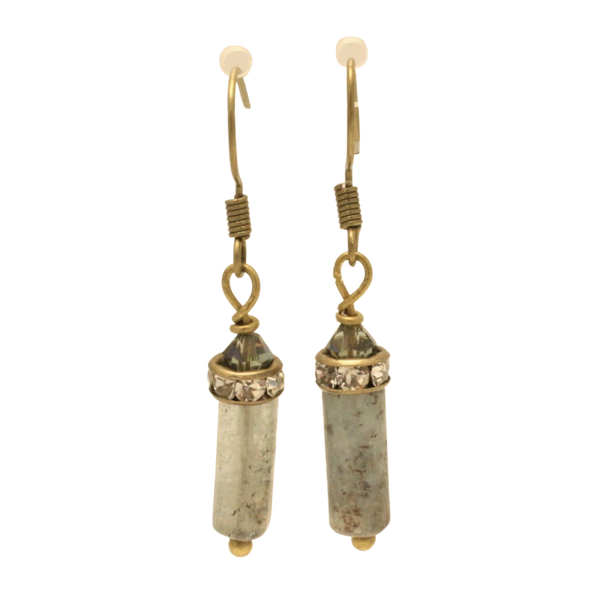 Gray Kyanite Cylinder Drop Earrings