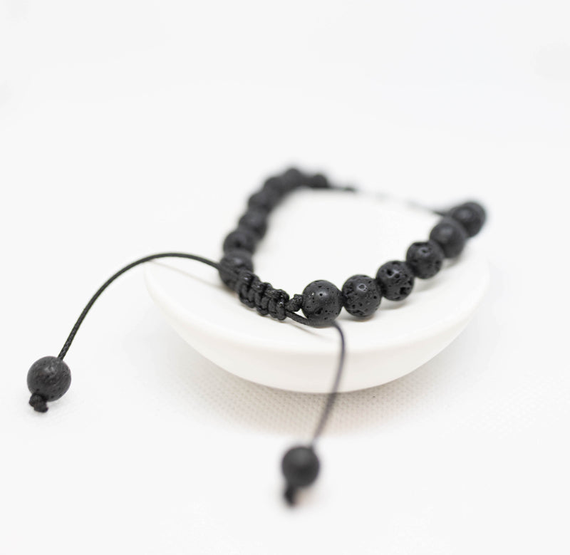 Black Lava Stone Bracelet - Adjustable Essential Oils Bracelet