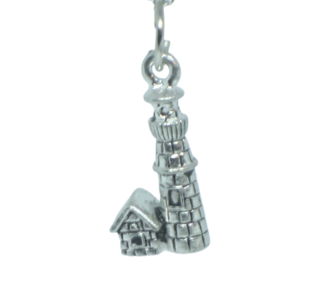 Silver Light House Pewter Charm with Stainless Steel Split Ring