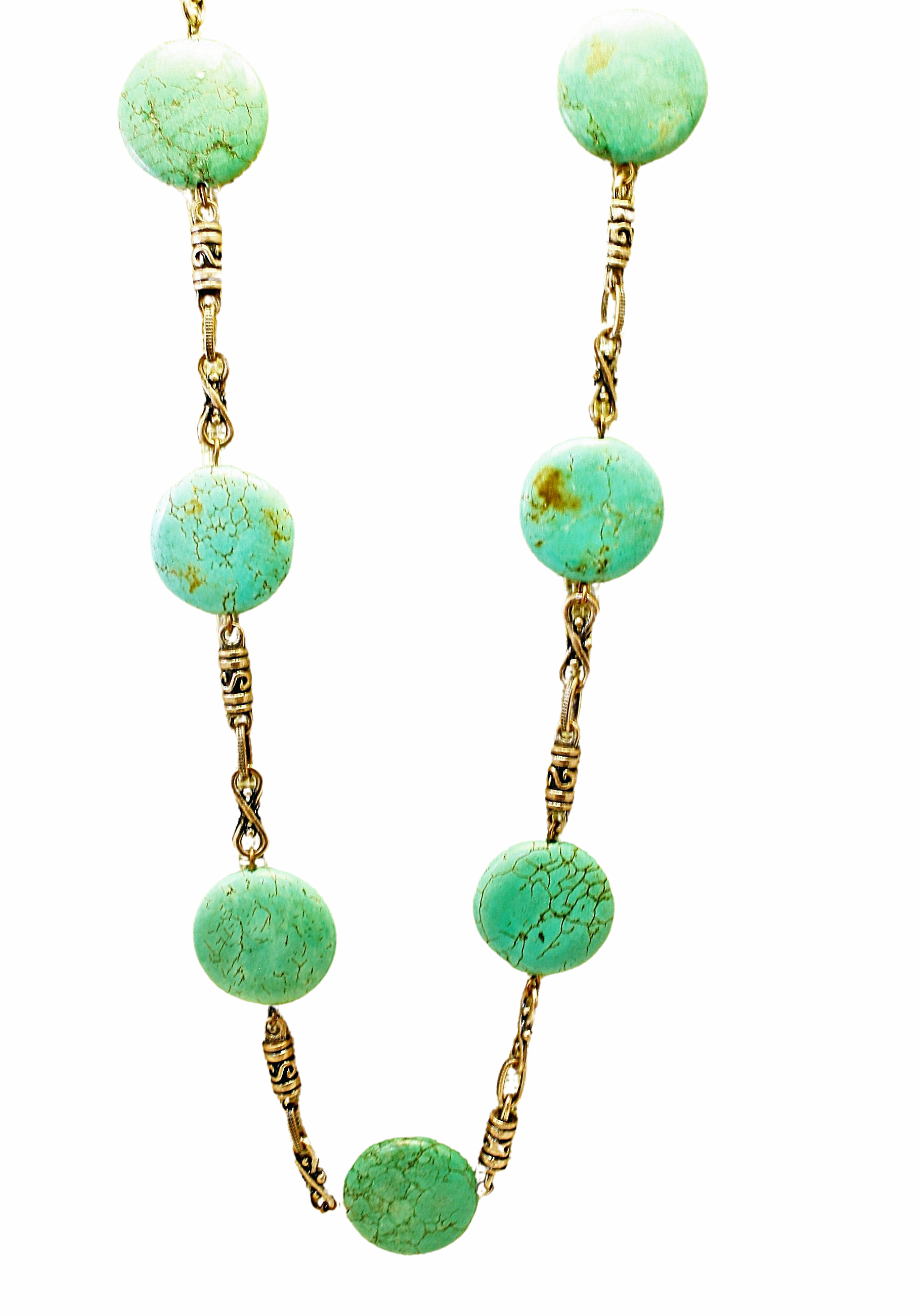 Bohemian Copper and Turquoise Long Necklace For Women
