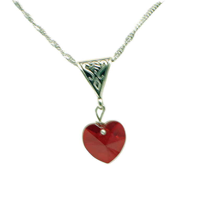 Crystal Pink, Red Crystal Heart Necklaces