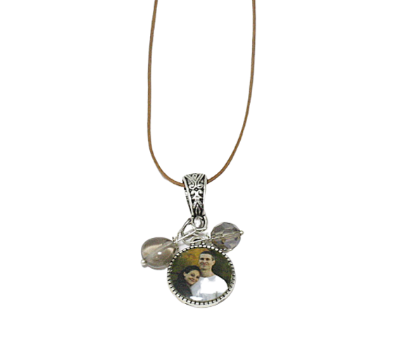 Personalized Photo Necklace with Crystal and Gemstone Charms