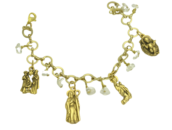 Gold Christian Nativity Scene Charm Bracelet | A Timeless Treasure