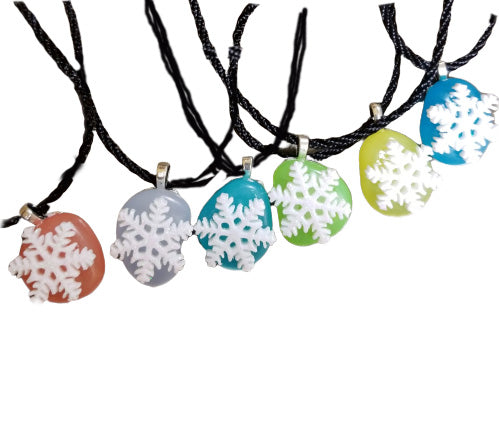 Snowflake Glow in the Dark Pendant Necklace in Assorted Colros