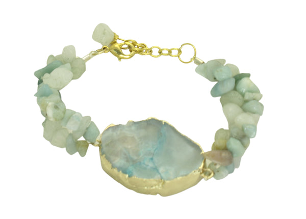 Aqua Ocean Jasper and Amazonite Gemstone Bracelet
