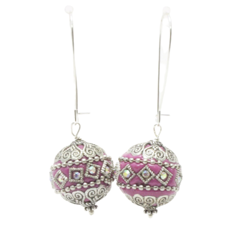 Round Pink Sparkle Earrings