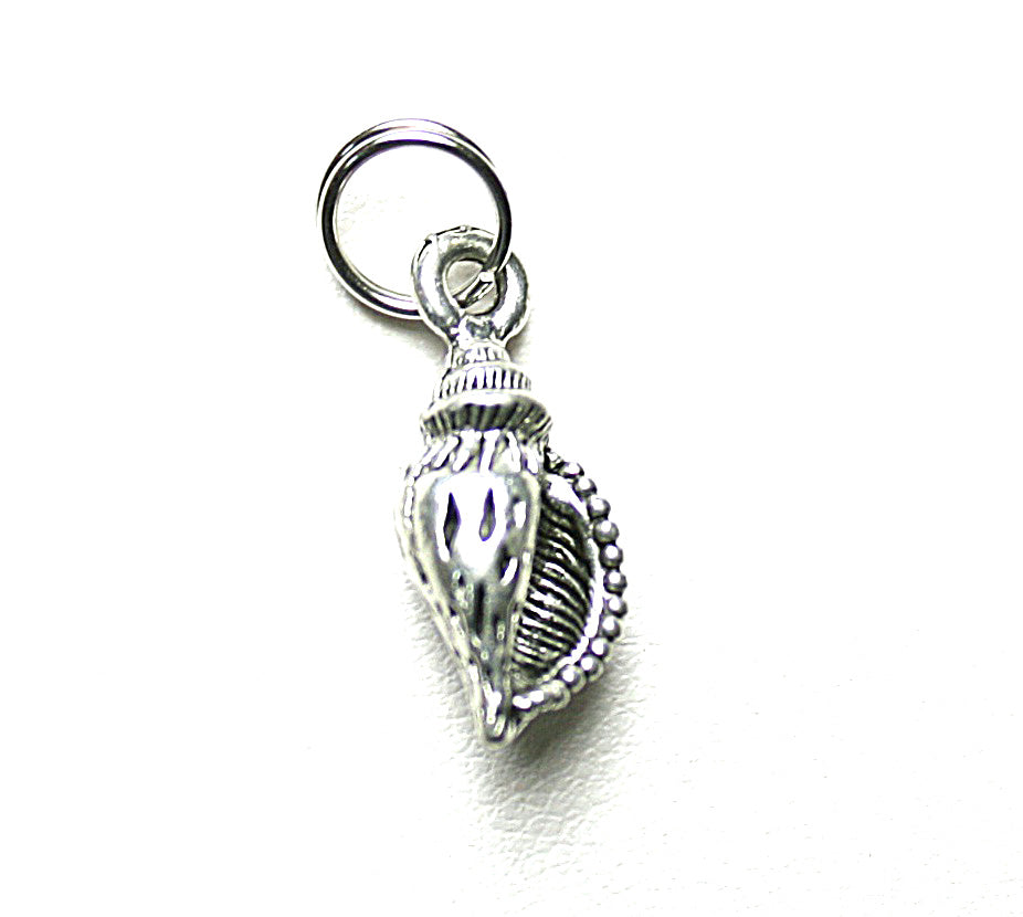 Silver Seashell Pewter Charm - Handmade in USA