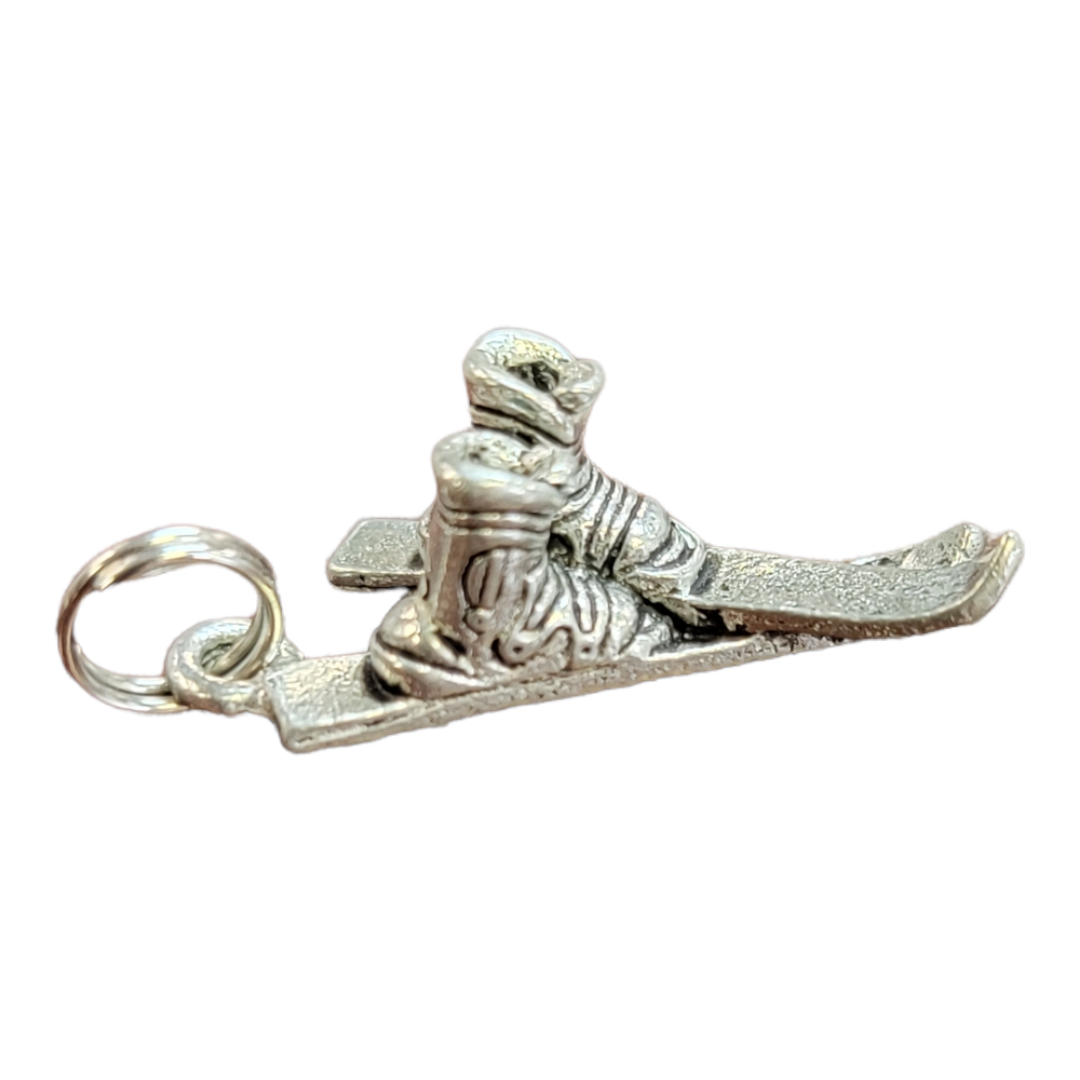 Skis and Boots Pewter Charm - Handmade in USA
