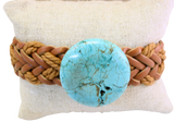 Turquoise Braided Leather Buckle Bracelet