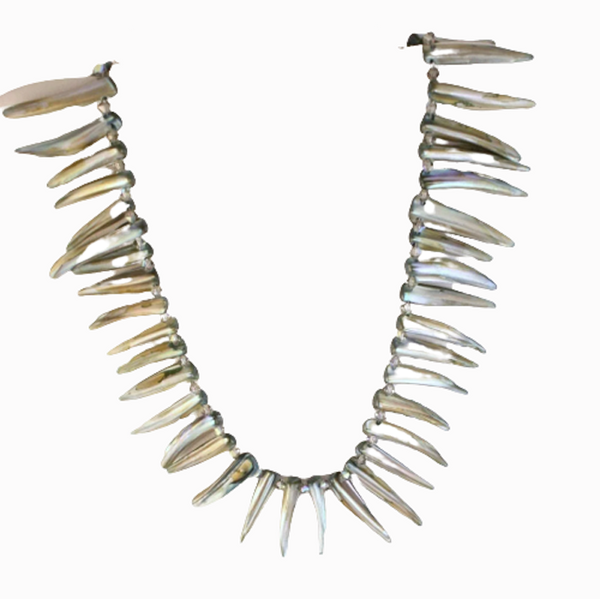 Blue Gray Tusk Necklace