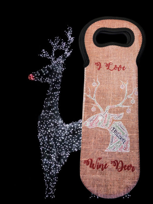 Wine Deer Reindeer Fun Holiday Wine Carrier Gift Bag